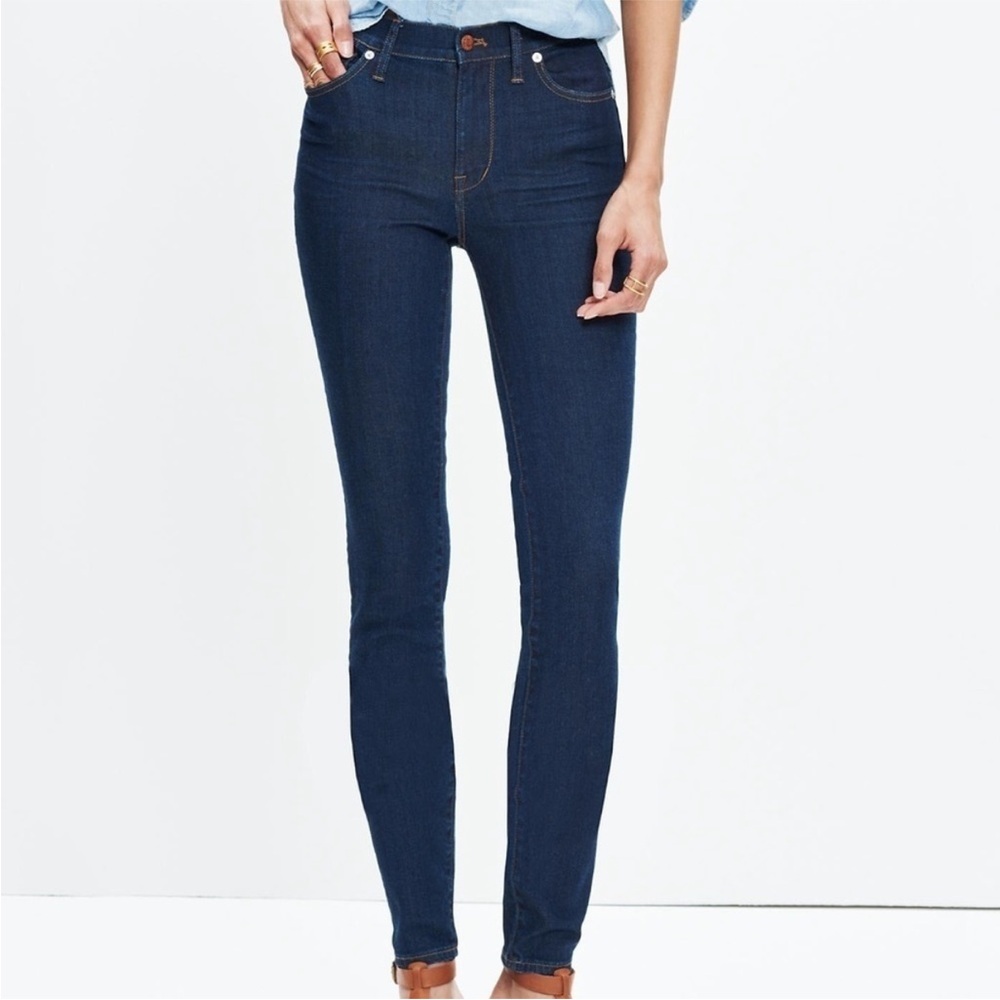 MADEWELL Women 9 Inch High Rise Skinny Jeans 25 Dark Indigo Stretch Minimalist